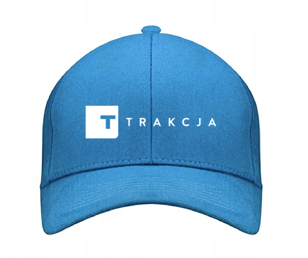 Niebieska czapka z daszkiem z logo firmy